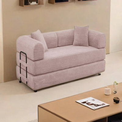 Canapé-lit convertible avec coussin cylindrique et structure fixe pour le salon, la chambre à coucher, le salon et l'atelier