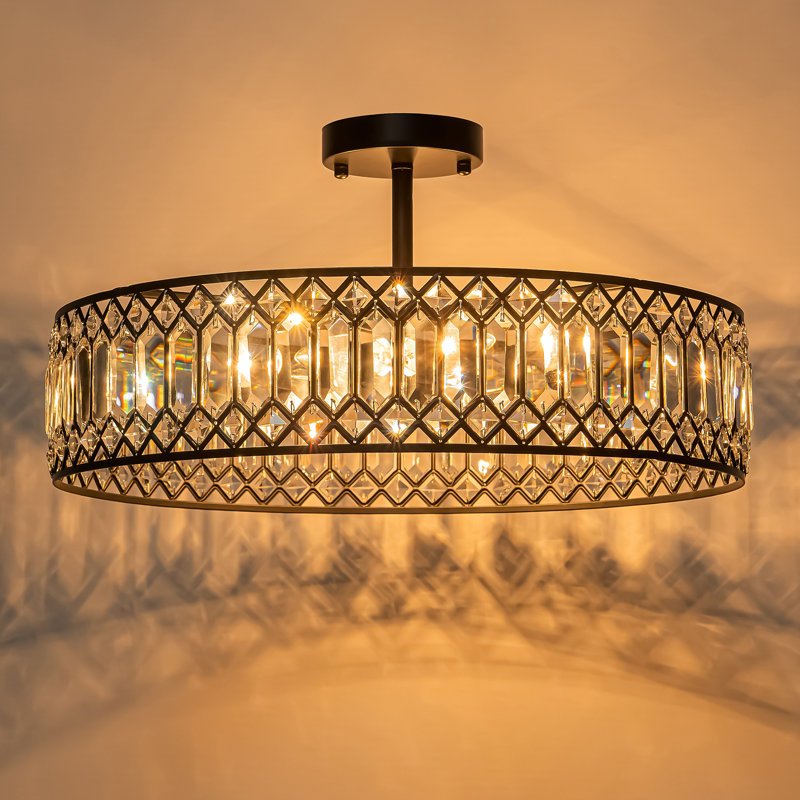 Plafonnier semi-encastré Luxury, 5 lumières, Noir mat