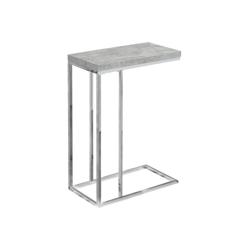 Table d'appoint, en forme de C, bout, côté, collation, salon, chambre à coucher, stratifié gris, métal chromé, contemporain, moderne