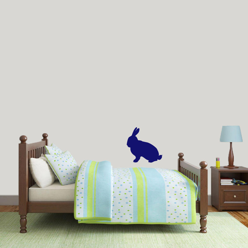 Décalcomanie murale silhouette de lapin, Bleu marine