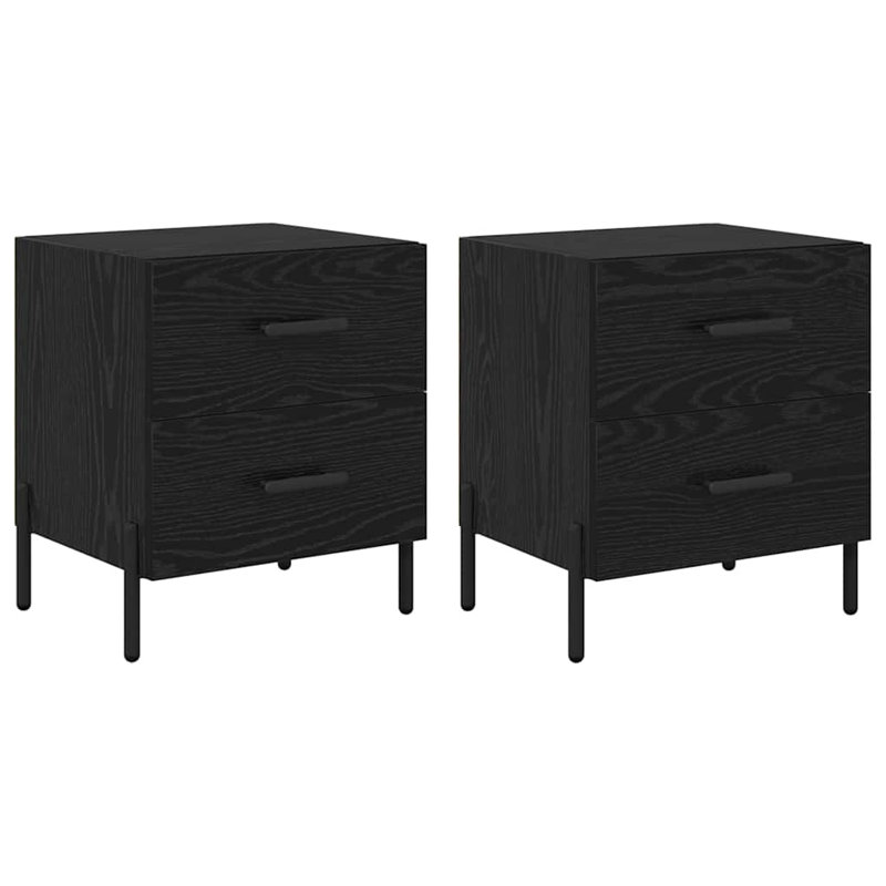 40cm W Manufactured Wood Bedside Table, Black Oak