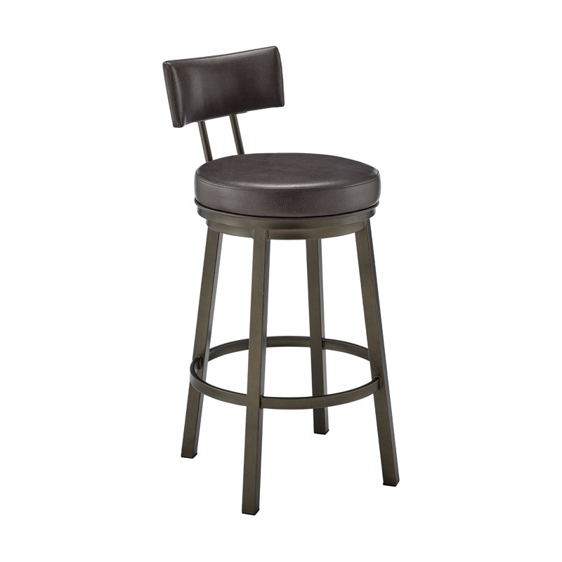 Bretha Swivel Counter Stool with Metal Frame, Mocha/Brown, Bar Stool (30" Seat Height)