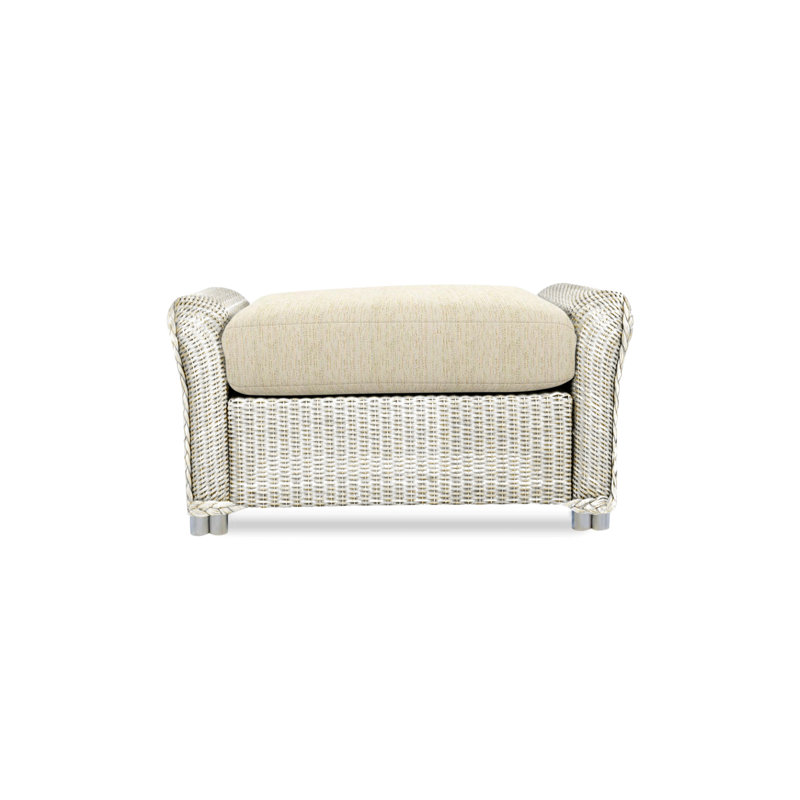 Reflections Outdoor Ottoman, Visions Cobalt, Antique White