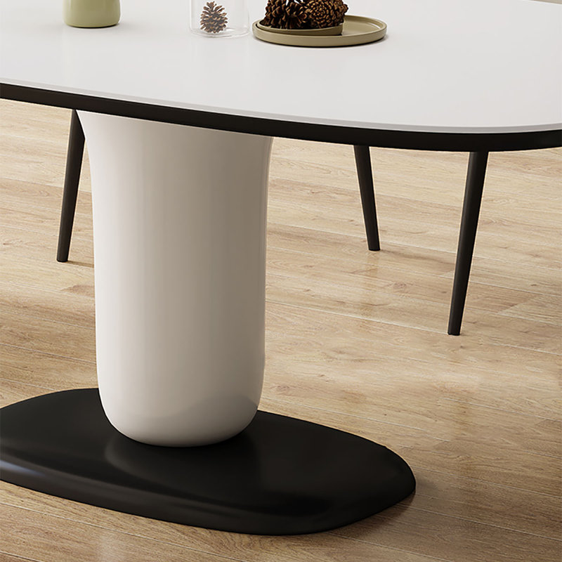 Rock plate Dining Table with Oak Legs, 29.5"H x 70.9"L x 35.4"W