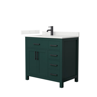 Meuble-lavabo simple autoportant 36 po avec plateau en quartz Beckett