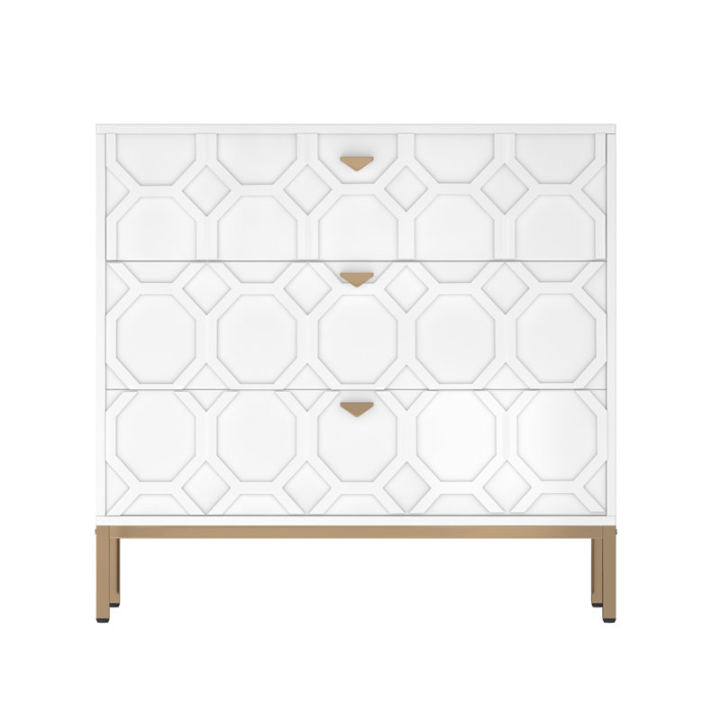 Commode 3 tiroirs pour chambre à coucher Bailes Accent, Blanc