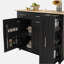 Îlot de cuisine avec plateau de table pliable, chariot de rangement de cuisine avec organisateurs de tiroir à 3 niveaux, tablettes de rangement internes, chariot de cuisine roulant avec porte-serviettes, noir-1805998928