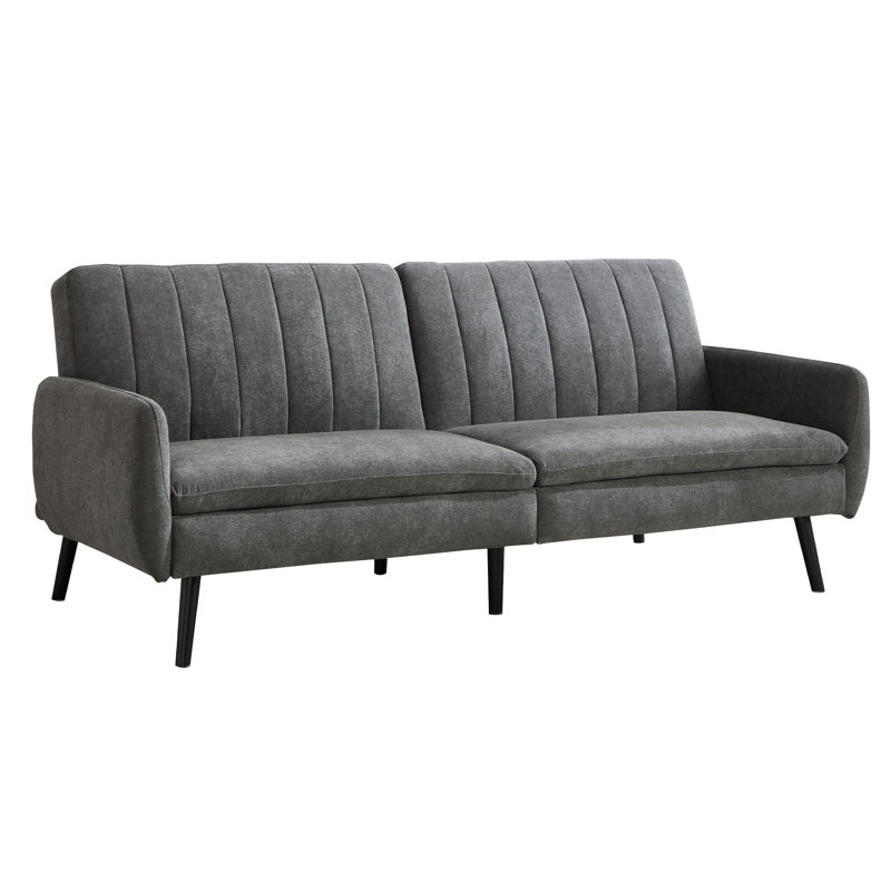 204cm Wide Contemporary And Super Soft Upholstered Sleeper Sofa With Convertible Backrest, Dark Grey