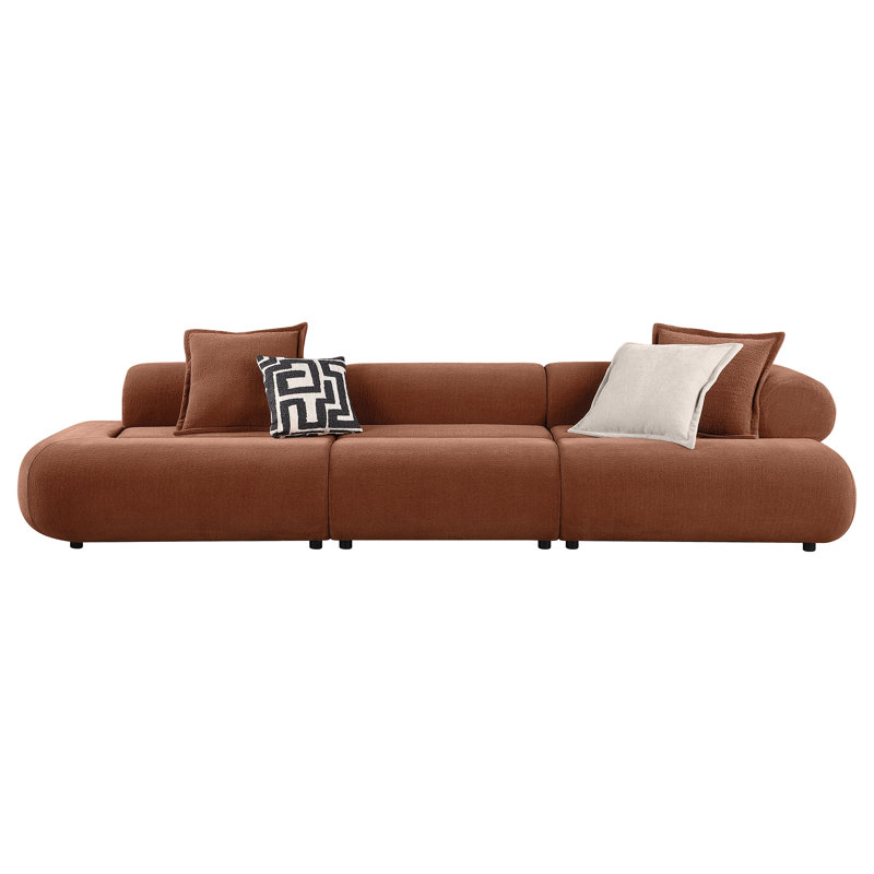 Canapé d'angle modulaire Byrne de 143 pouces en velours rouille, 29.5" H x 142.5" W x 42" D