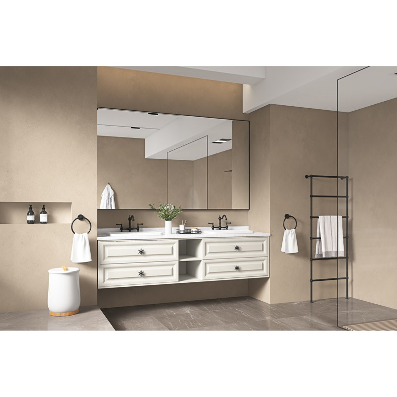 Miroir de salle de bain X 48 po - Rouille, reflet transparent, noir mat, rouille confortable, design, finition noire