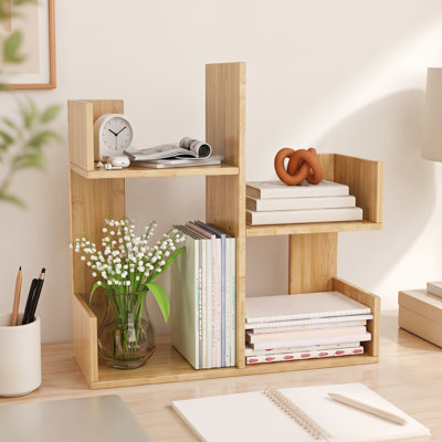 Étagère de bureau moderne en bambou en forme de cactus, tablette ouverte, organisateur de bureau, étagère de rangement à poser sur une table