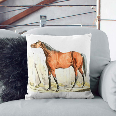 Dark-Brown Horse Square Throw Cushion