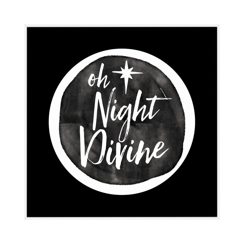 «Oh Night Divine», reproduction d'art sur toile encadrée, H 37 po x l 37 po, Cadre flottant sans passe-partout, Blanc