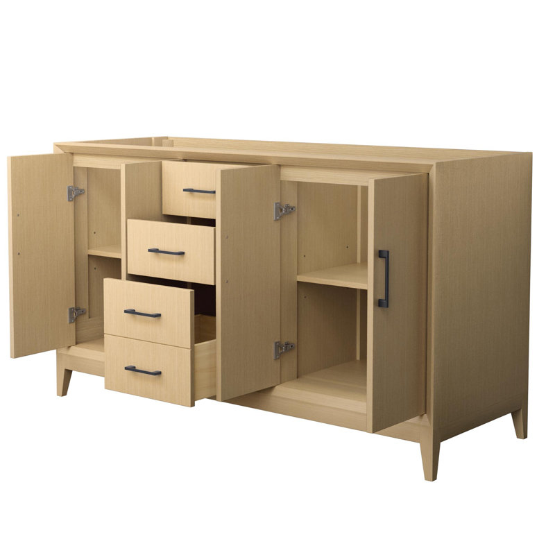 Janna 59.5" Freestanding Double Bathroom Vanity Base Only, Matte Black