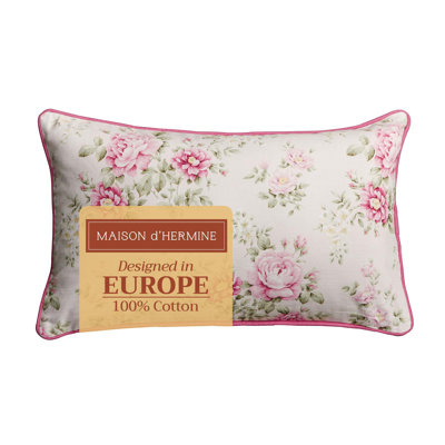 Maison d'Hermine Newbury - Rose Bloom 100% Cotton Decorative Pillow cover - 12" x 20" - Pack of 1