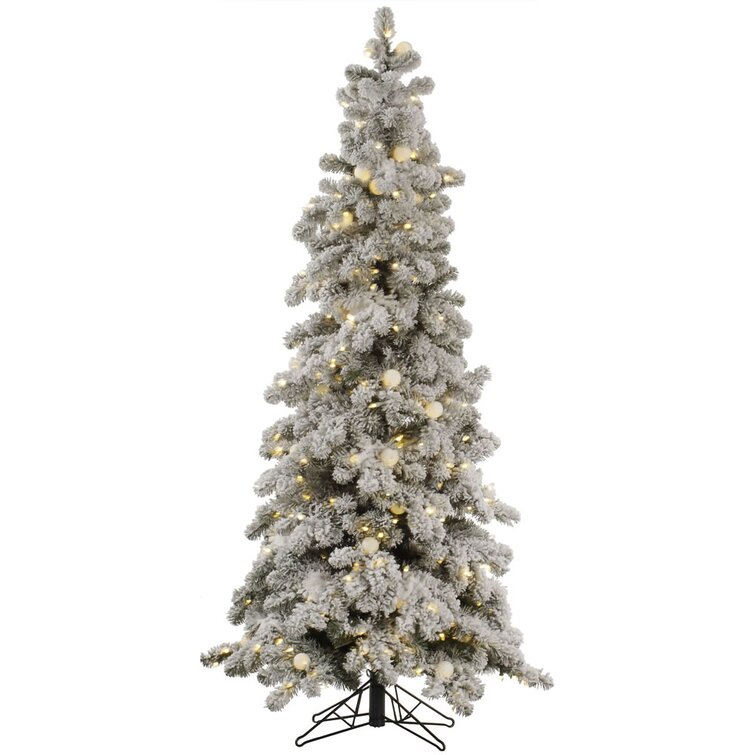 The Holiday Aisle® Flocked Kodiak Spruce 5' Artificial Christmas Tree with  285 White Lights  Reviews Wayfair