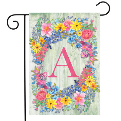 Printemps, monogramme, lettre A, drapeau du jardin