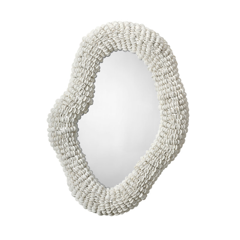 Amoeba Wood Beaded Wall Mirror