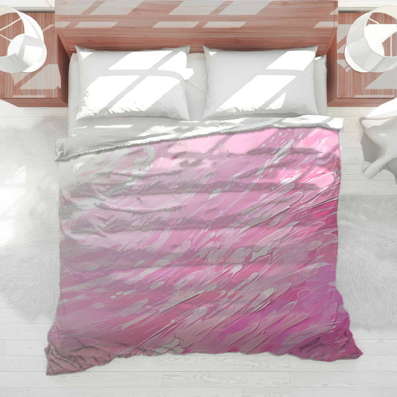 Pink Fluid Swirls Comforter, Queen