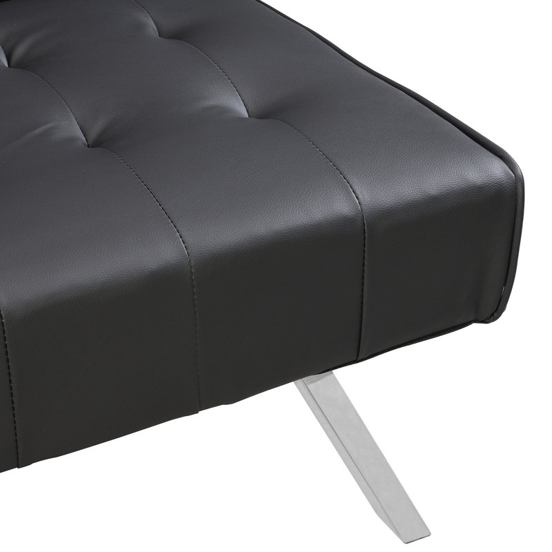Lit multifonctionnel en noir, structure en bois et pieds en acier inoxydable, pour le bureau en cuir avec l'écurie d'une largeur de 41,63 po