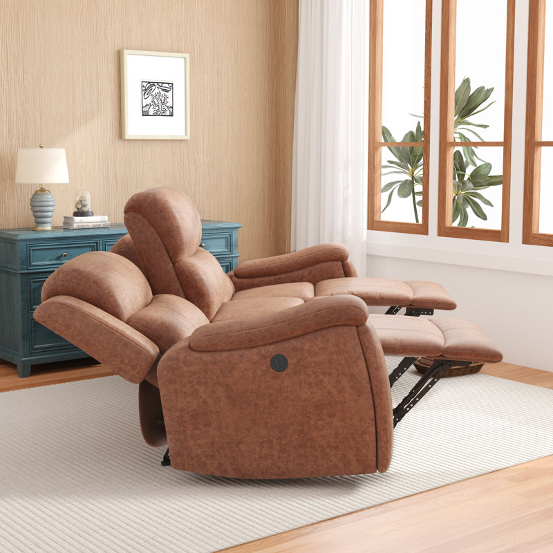 Canapé inclinable électrique en cuir Menges, H 41 po x l 79 po x P 37 po, 3