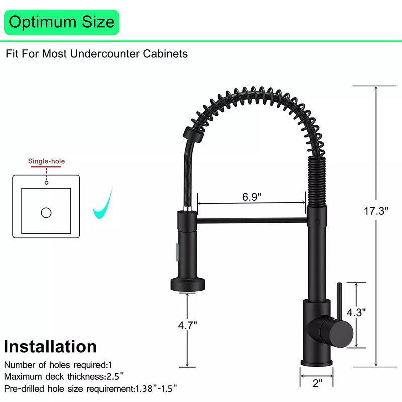 AlenArtWater Pull Down Kitchen Faucet, Matte Black
