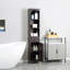 Grande armoire à linge autoportante pour salle de bain avec tablettes à 3 niveaux et tiroir