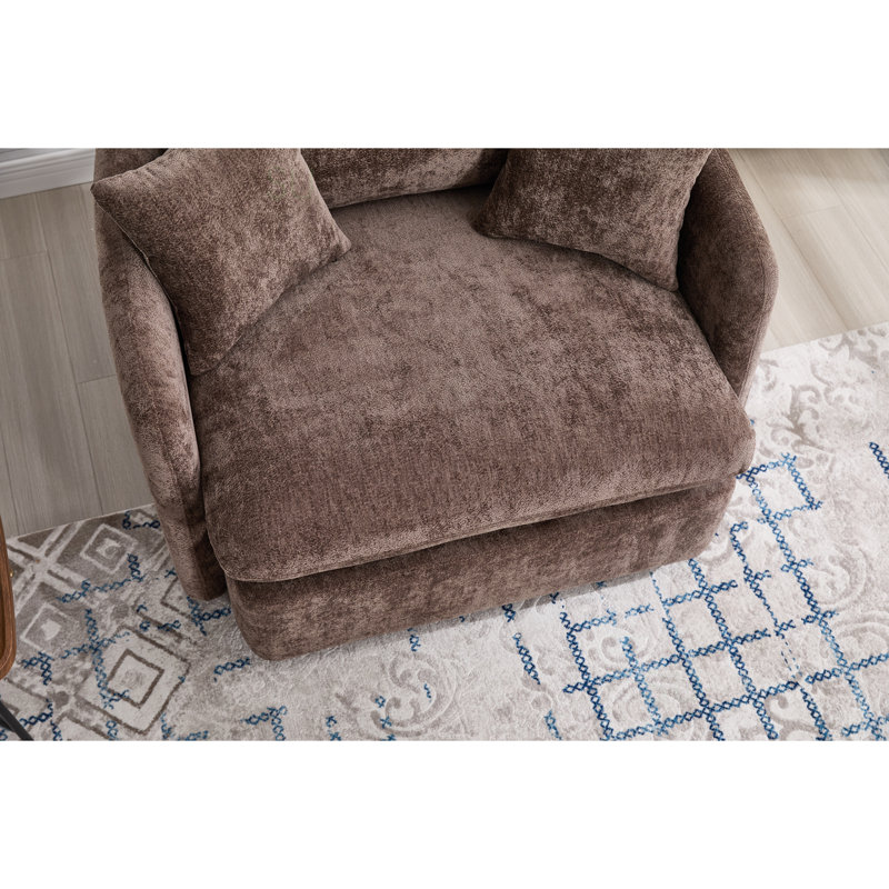 Fauteuil d'appoint pivotant avec repose-pieds, Brown