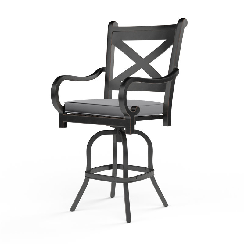 Tabouret de bar avec coussin Monterey, Tabouret de bar (siège d'une hauteur de 30 po), Toile granite Sunbrella®