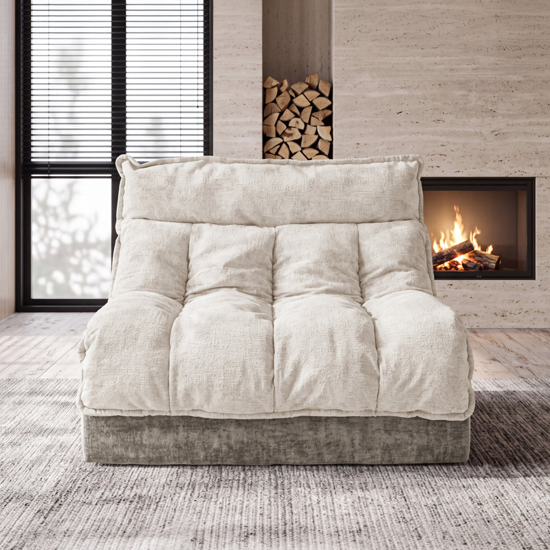 Canapé d'angle moderne à compression, siège individuel, canapé nuage en chenille pour appartement, Beige