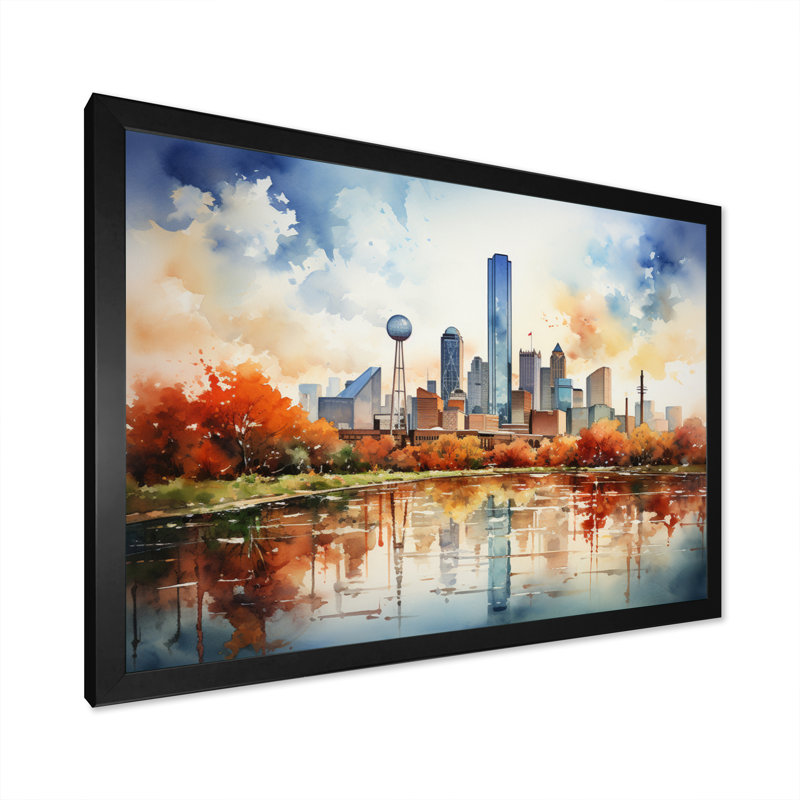 Dallas Perspectives IV, reproduction d'art sur toile, H 24 po x l 32 po x P 1 po, Cadre photo noir