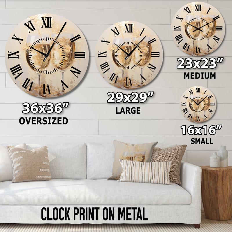 Horloge murale Golden Champagne In Glass III - Champagne, Médium