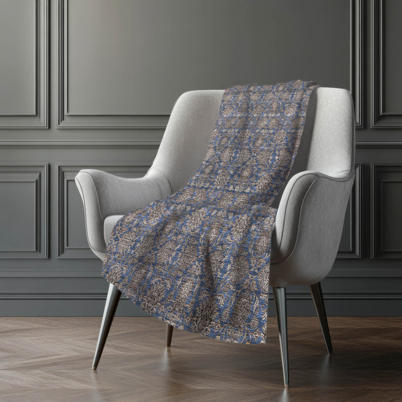 Jeté floral Sherpa ASB702 Addison, Marine