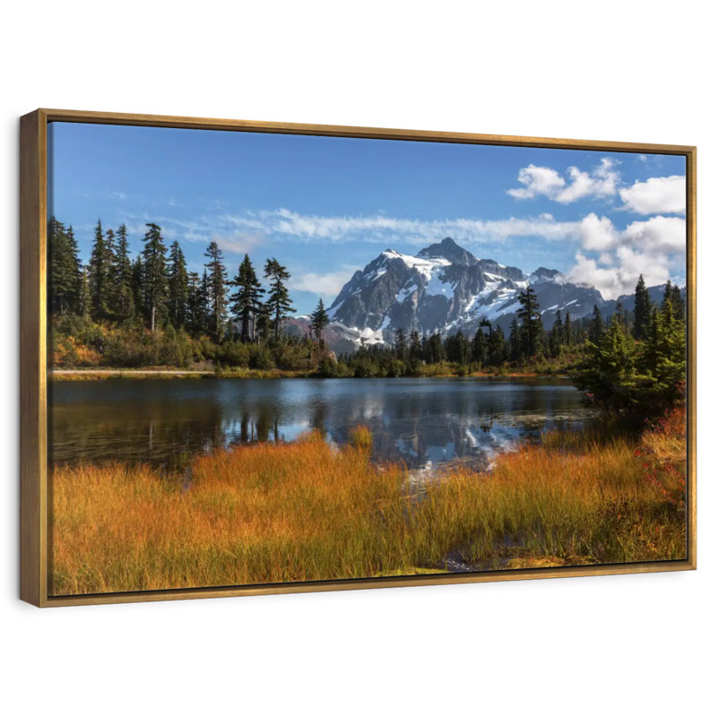 Reflection Of Mt. Shuksan, Floating Frame Gold, 40" X 27"