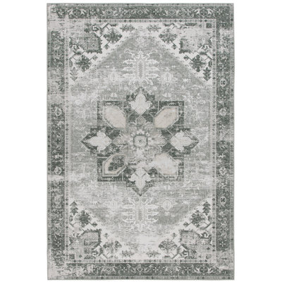 DeBary Oriental Dark Sage/Ivory Area Rug