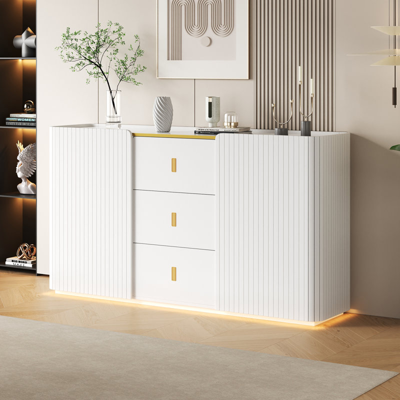 Alizon 150 cm LED Sideboard with 2 Doors and 3 Drawers