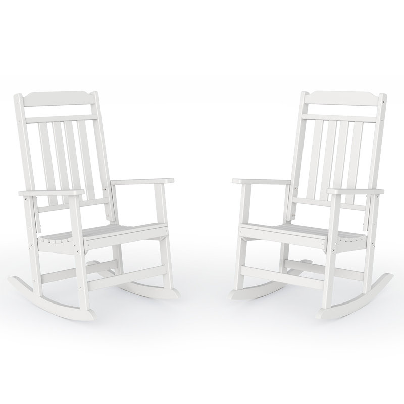 Ensemble de 2 chaises berçantes d'extérieur surdimensionnées, Blanc