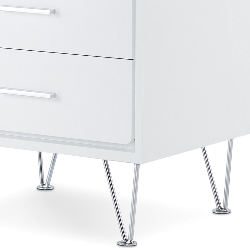 Élégante table d'appoint blanche avec pieds en épingle et table de chevet chic pour la chambre à coucher, Blanc