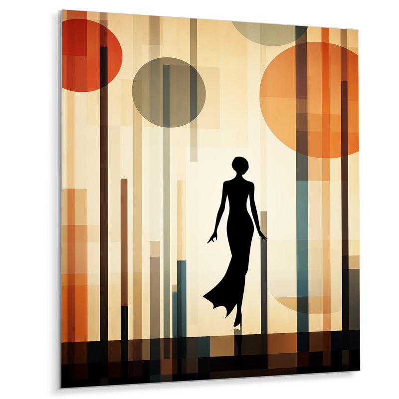 Yellow And Black Geometric Woman Runway - Fashion Metal Art, 20" H x 12" W x 1" D