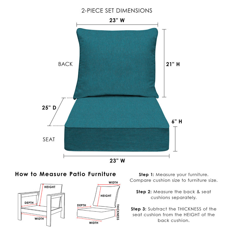 Outdoor Deep Seating Cushion Set – Comfortable, Durable, Weather-Resistant Design - Basics by Wayfair™, Turquoise