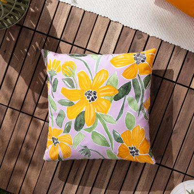 Orest Indoor / Outdoor Floral Square Throw Cushion With Filling