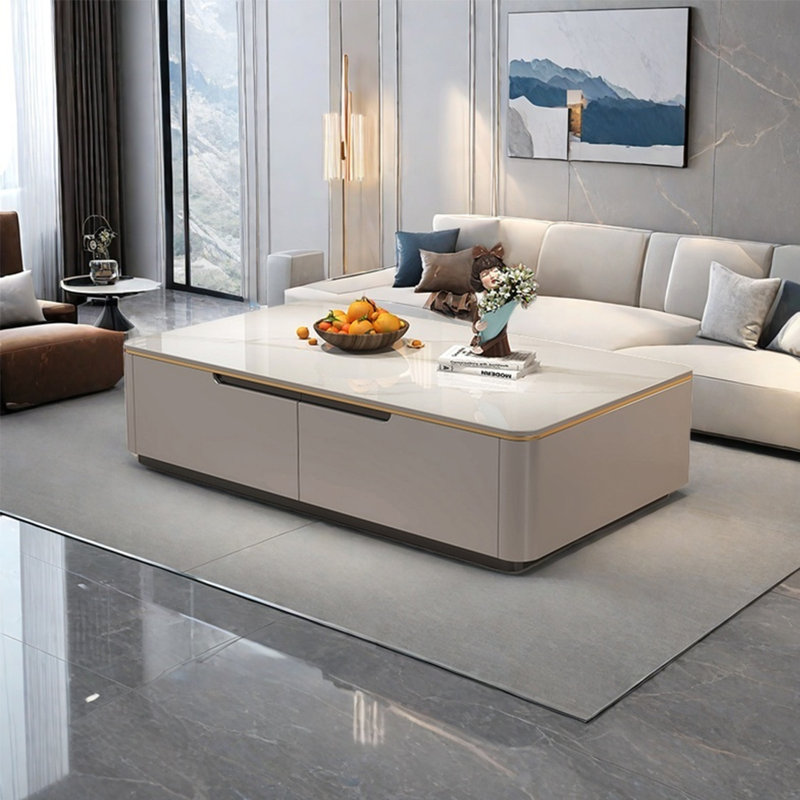 Table rectangulaire légère et luxueuse, H 15 po x L 47,2 po x l 23,6 po, Gris
