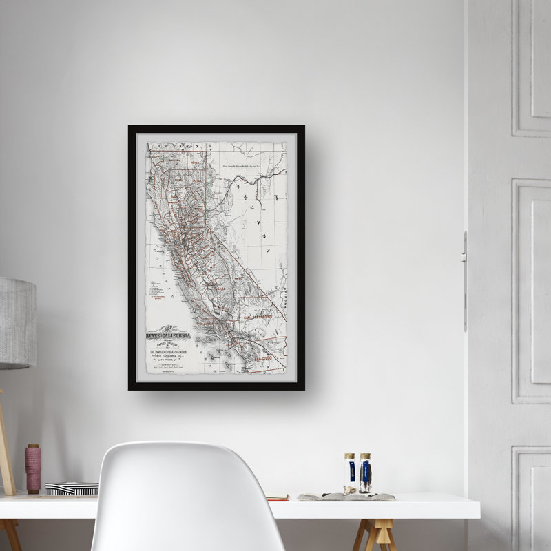California Vintage Map II - cadre photo, impression sur papier, H 45 po x l 30 po x P 1,5 po