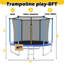 Trampoline extérieur rond de 8 pi avec filet de sécurité, échelle et structure en acier galvanisé