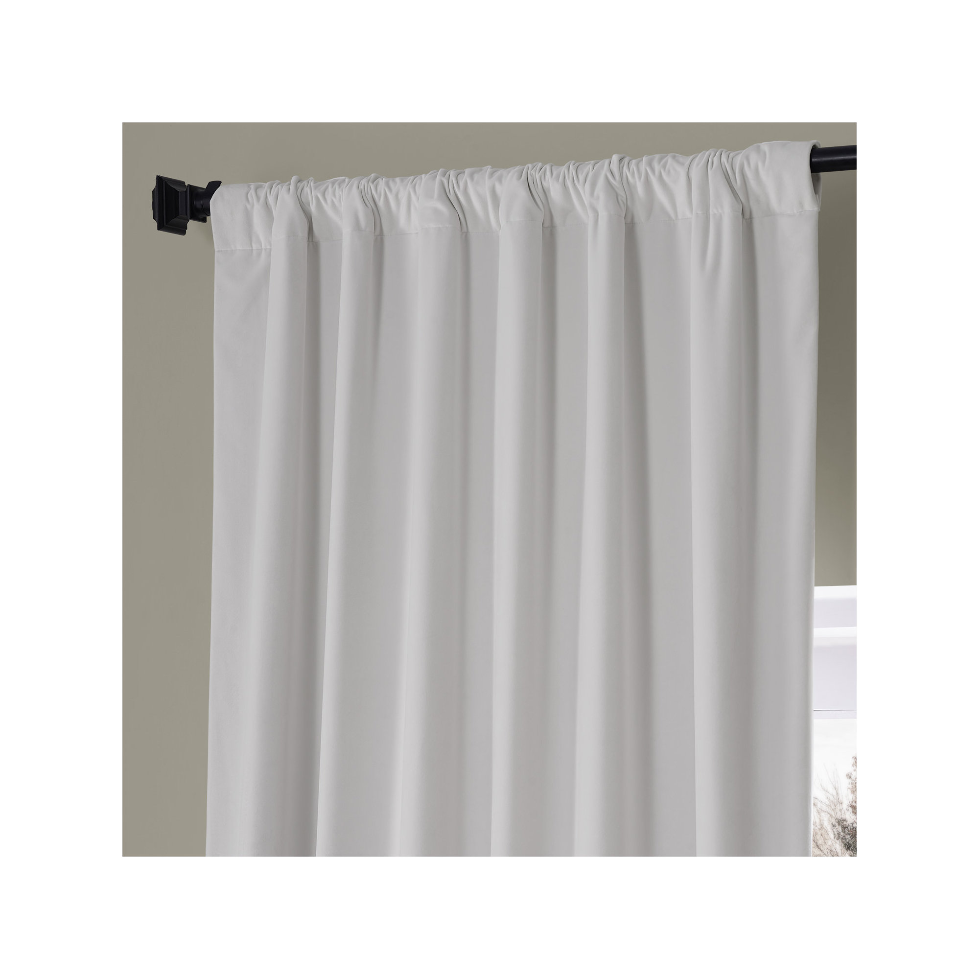 Loria Plush Velvet 100% Blackout Curtains For Bedroom, Living Room - Single Panel, 50" W x 96" L, Misty White