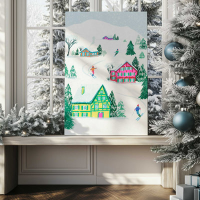 «Vibrant Winter Village I», reproduction sur toile dans un cadre poli