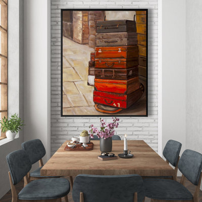 Old Traveling Suitcases Print On Canvas