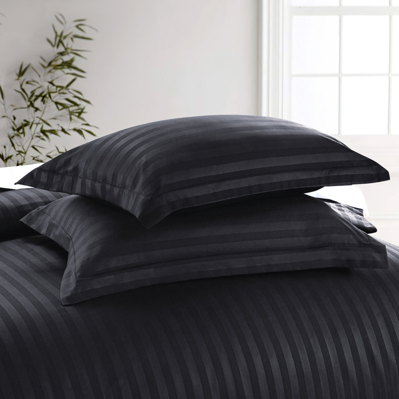 Microfibre 250 Thread Count Reversible Modern & Contemporary Reversible Duvet Cover Set, Black, Kingsize
