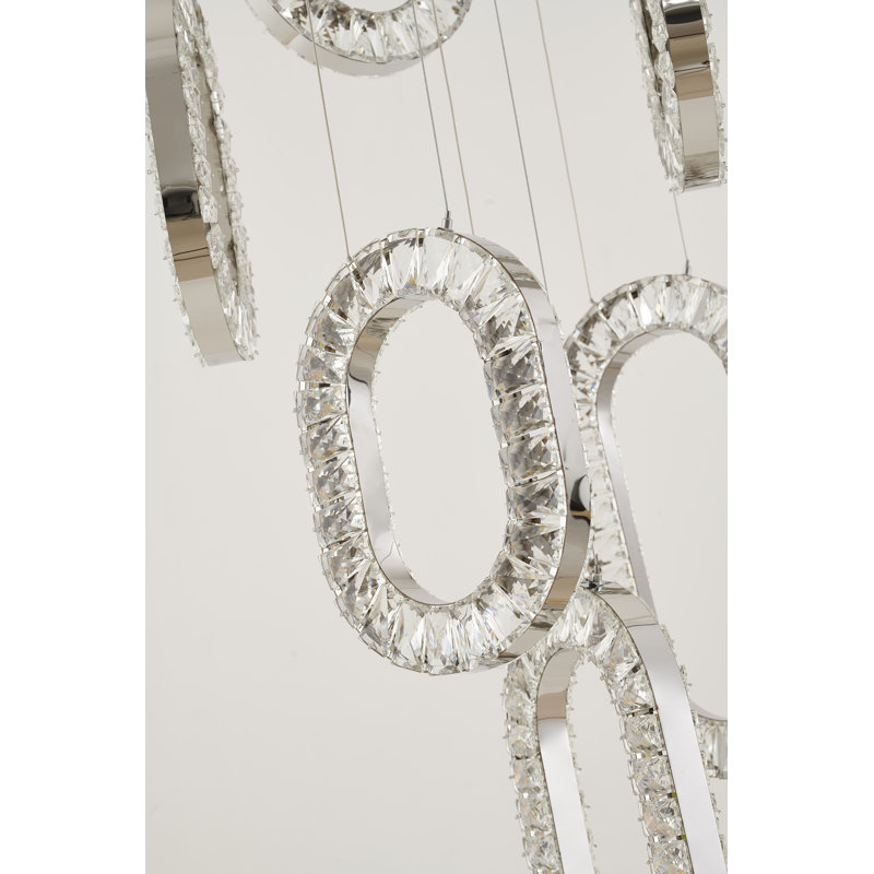 Lustre suspendu moderne en cristal à DEL, Chrome