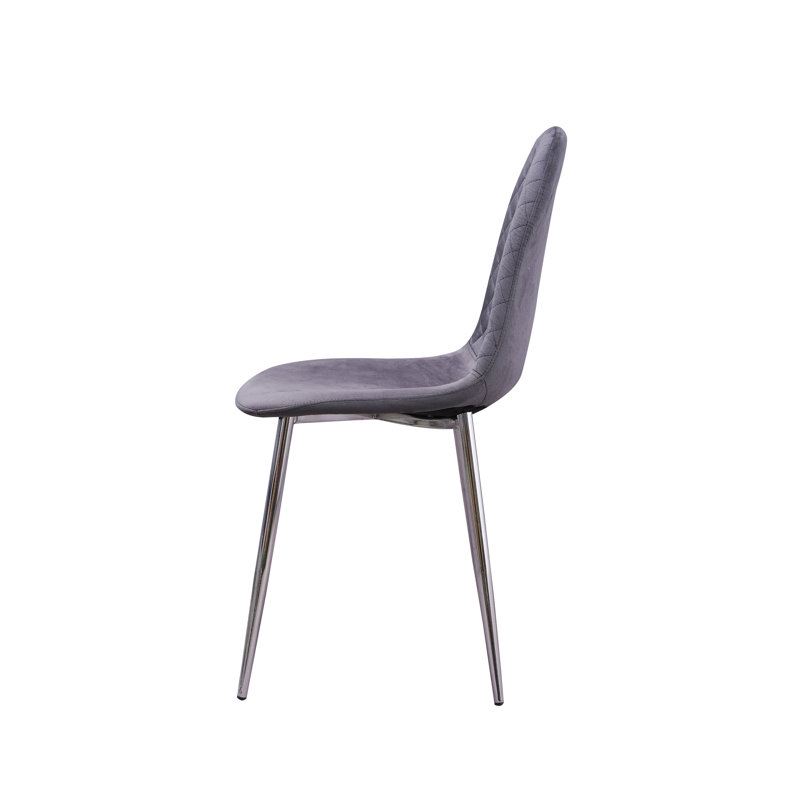 Kling Upholstered Dining Chair, Grey, Chrome